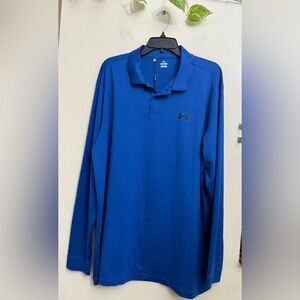 Under Armour Men's Long Sleeve Polo - Blue with Black Logo